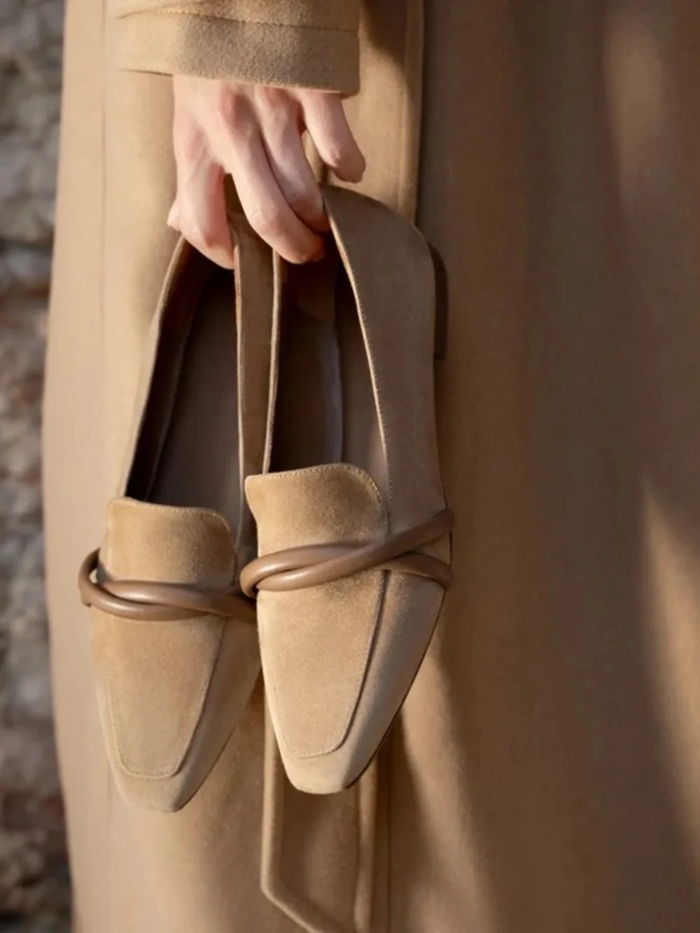 M Gemi Brenda Suede Loafers in Tan